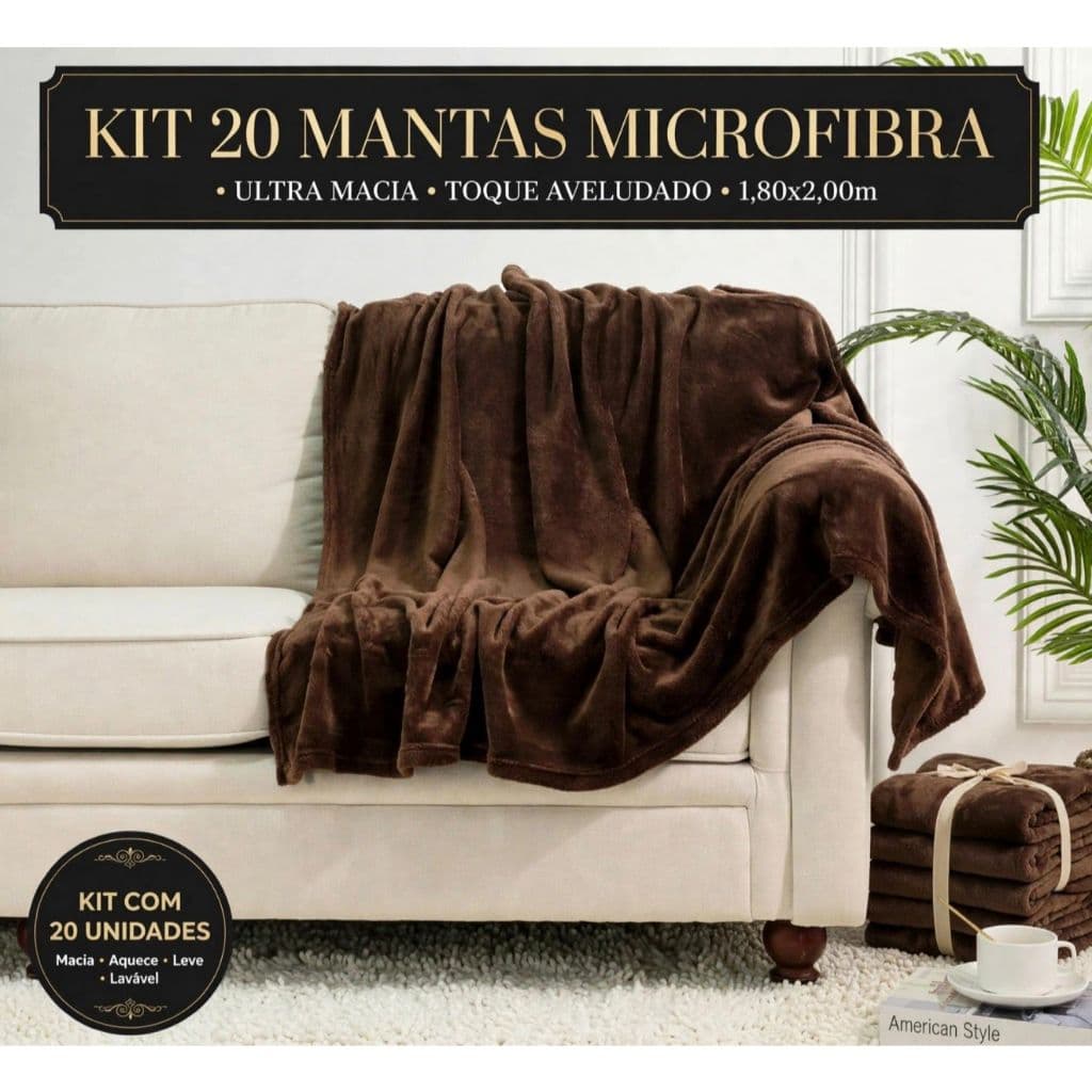Kit 20 Mantas de Casal Fleece Antialérgicas para Conforto e Estilo