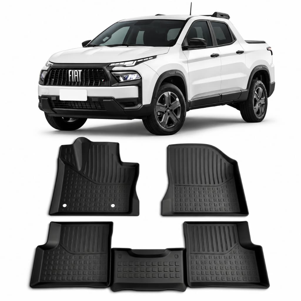 Tapete Bandeja Fiat Toro (2016 a 2027) – Kit com 3 Peças em TPE Flexível