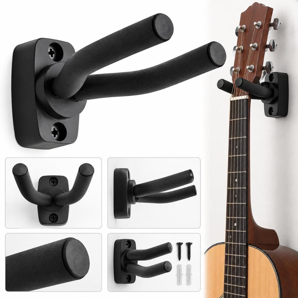 Suporte de Parede para Violão Guitarra Duplo Reforçado Preto