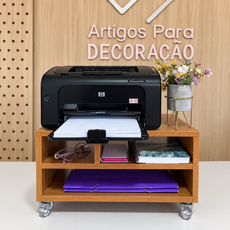 Suporte Para Impressora Prateleira Divisórias Com Rodinhas 45x25x30 Em Mdf 15mm