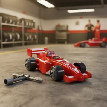 brinquedo do senninha pit stop com 11 peças de carro de F1