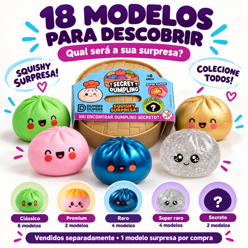 Brinquedo Squishy Dumpling Dupers Bolinho Surpresa Antistress Sensorial Macio Colecionável Kawaii Unitário Cor Aleatória