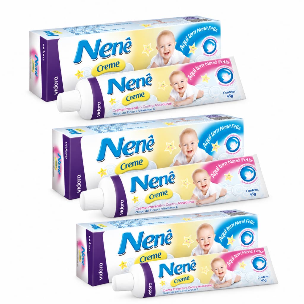 KIT 3 Pomadas para Prevenção de Assadura NenêCreme 45g - Vidora