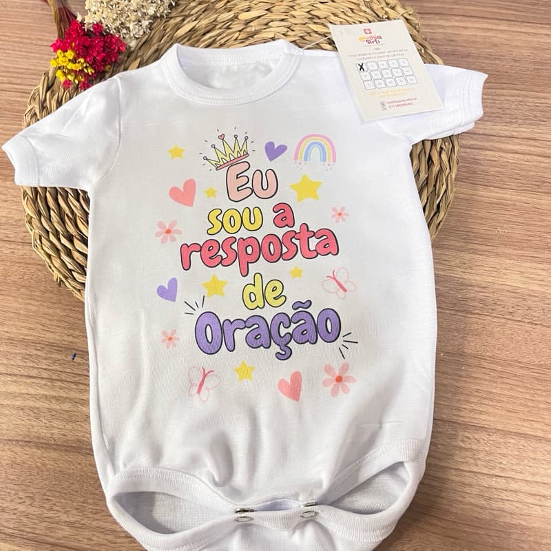 Body Bebê Eu Sou a Resposta de Oração | Body Infantil Menino ou Menina | Body bebê Personalizado