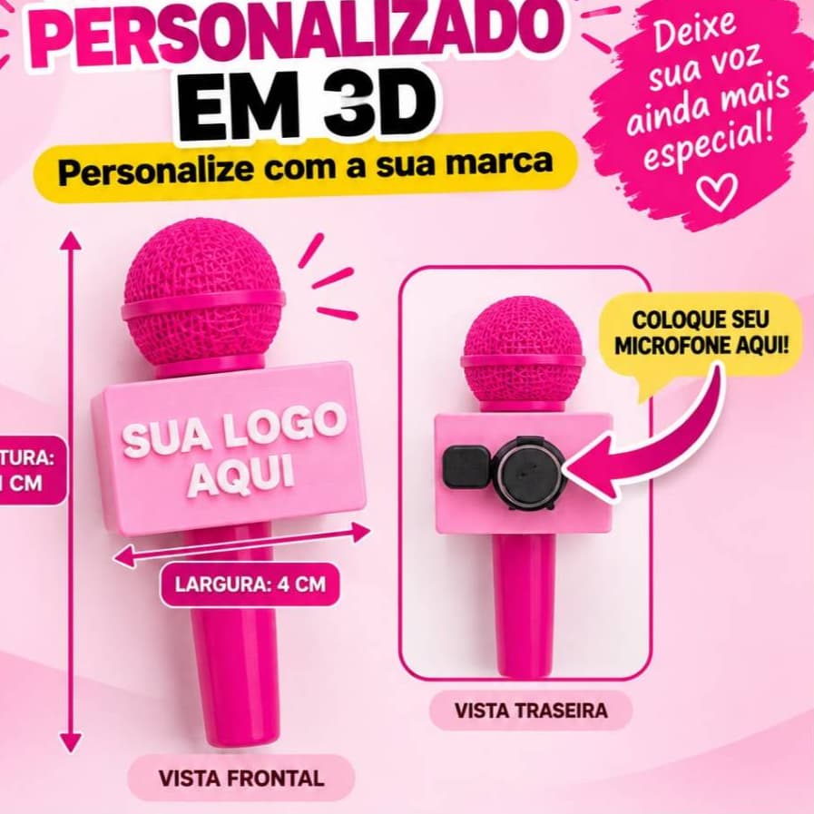 Mini Suporte para Microfone Lapela Influenciador Criador de Conteudo Personalizado Nome Acessório