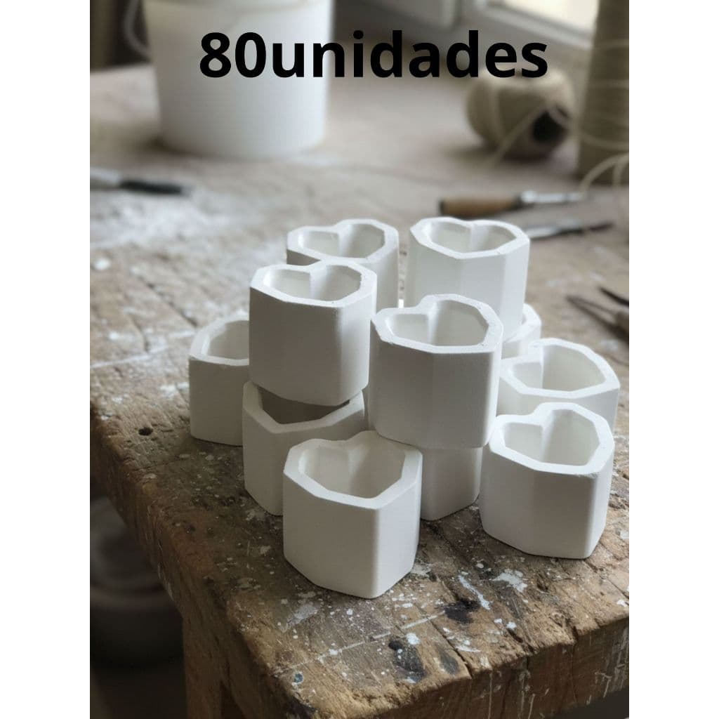KIT 80 vasinhos CORAÇÃO de gesso para presentes e Lembrancinhas porta-velas e suculenta