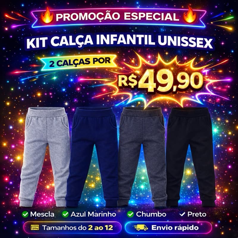 Kit 2 Calças Infantil Ribana Canelada Conforto 2 Ao 12