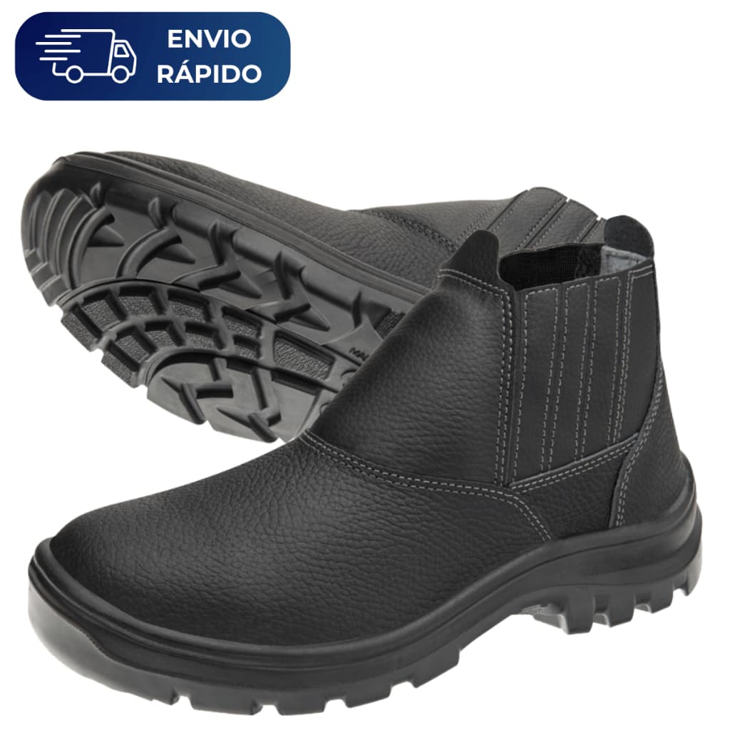 Bota Botina Segurança Couro Segurança Epi Bico Pvc Elástico Vulcaflex 10VB48-BP Obras C.A 43377