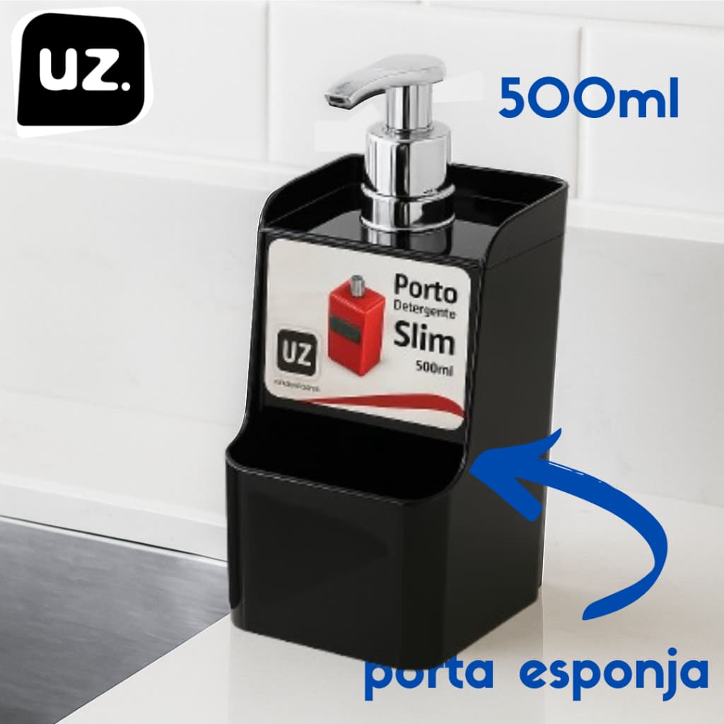 Porta Detergente Dispenser 500ml com Porta Esponja UZ