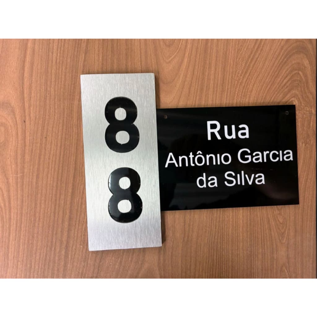 Placa de Identificação Residencial Premium - Número + Nome da Rua 25X20 ACM