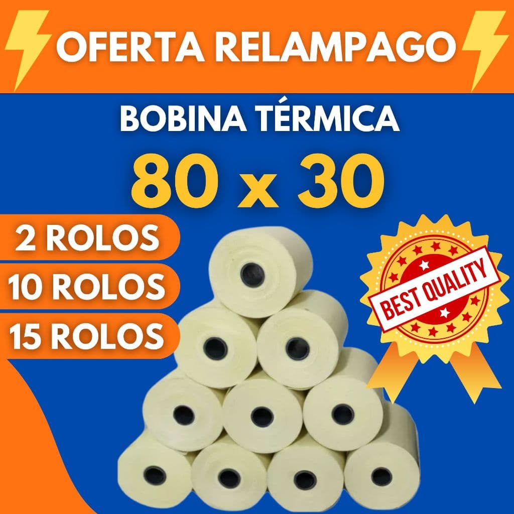 Bobina Termica Lisa 80x30 Papel Qualidade Premium Branco