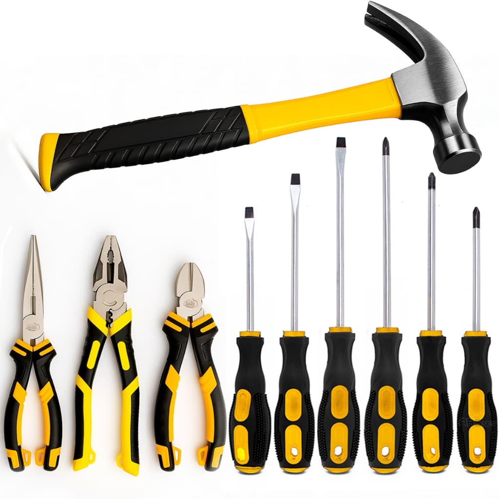 Kit Ferramenta Martelo Unha Jogo de Chave Fenda Philips Alicate Universal Bico Meia Cana De Corte