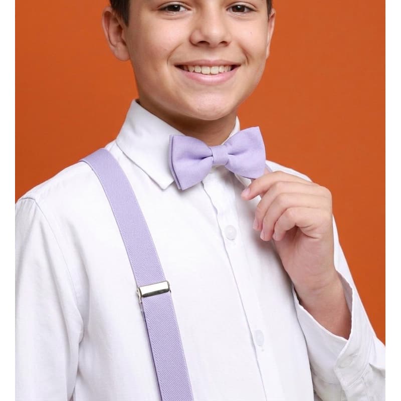 Kit Suspensório Masculino Infantil e Juvenil com Gravata Borboleta Lilás Novidade