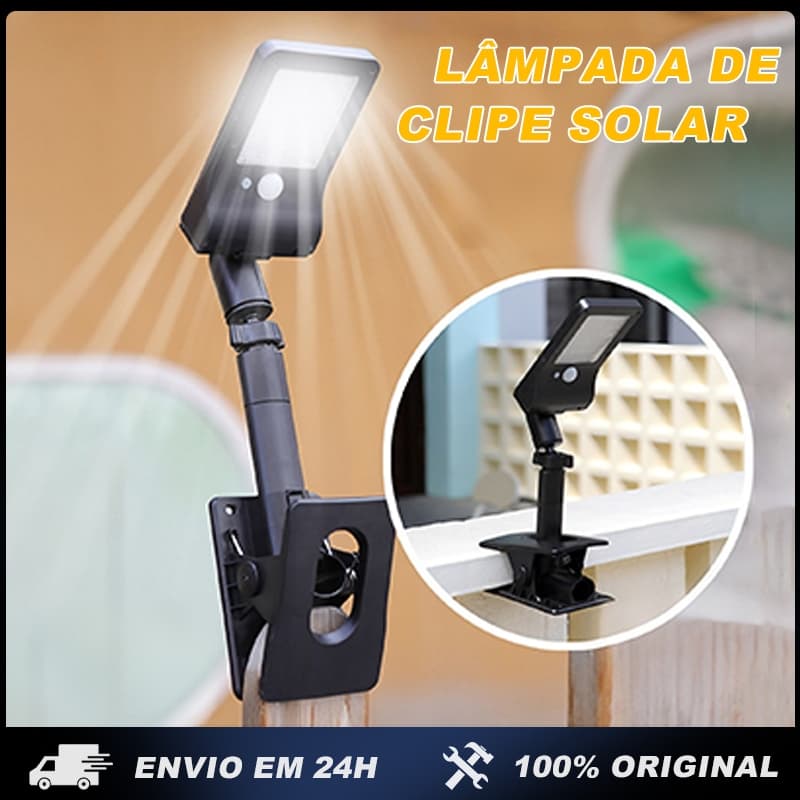 Lâmpada Clipe Solar, Luz 3 Modos para Jardim, LED Parede Impermeável Sensor