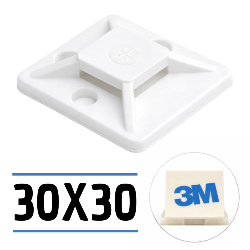 Suporte Adesivo 30x30mm Reforçada 3M Dupla Face Forte para Organização de Fios e Cabos