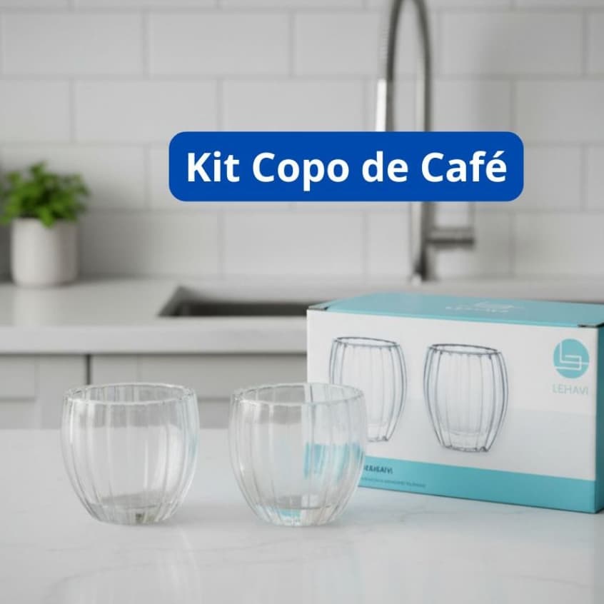 Kit 2, 4 ou 6 Copos Café Vidro Borossilicato 90 ml Chá Design Moderno Copo Camada Dupla Térmico