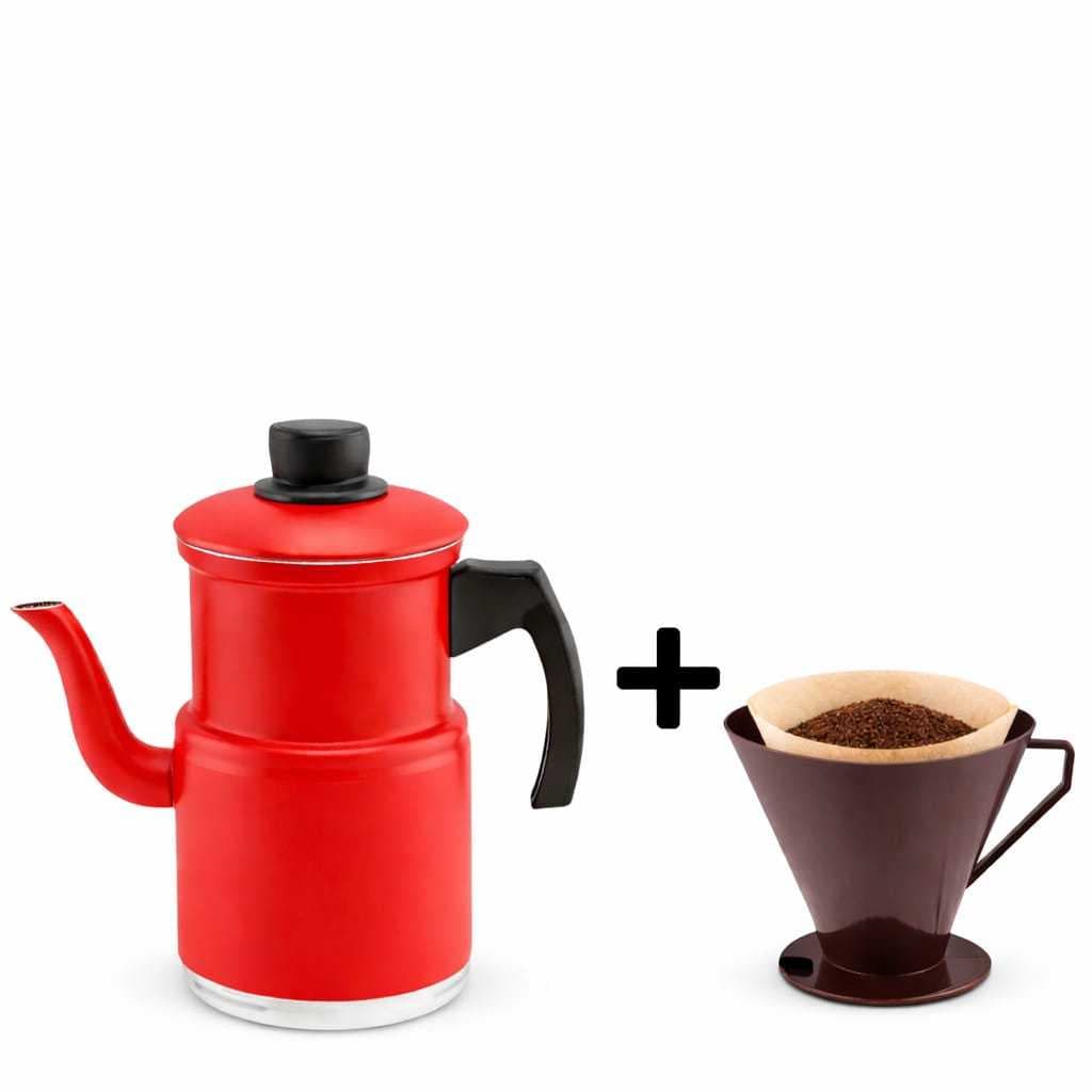 Cafeteira Com Suporte para  Coador de Café 1,2 Litros Bule Alumínio Café Chá Leite
