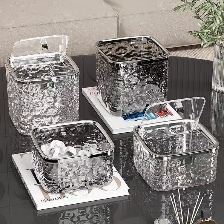 Organizador multiuso com tampa click para colocar acessórios ou mini lixiera de mesa