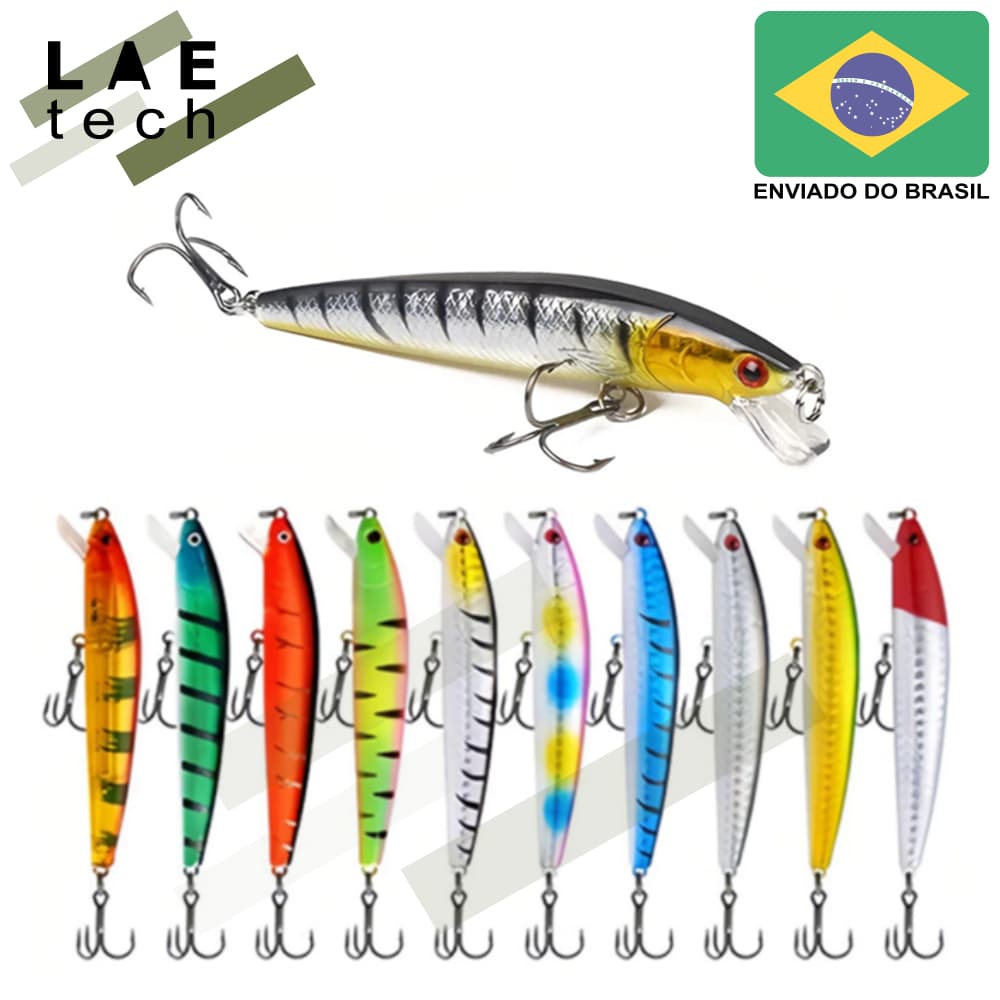 Kit Isca Artficial Importadas Meia Água, 9,5cm 9g, Conjunto de Iscas Profissional Com Ratting e Longcast - Diversas Cor