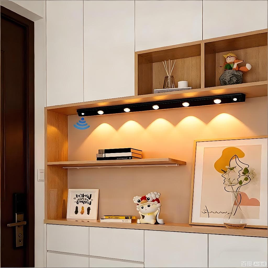 Luz LED Sem Fio 60cm com Sensor Inteligente, Recarregável USB para Guarda-Roupa/Quarto - Branco/Preto F9