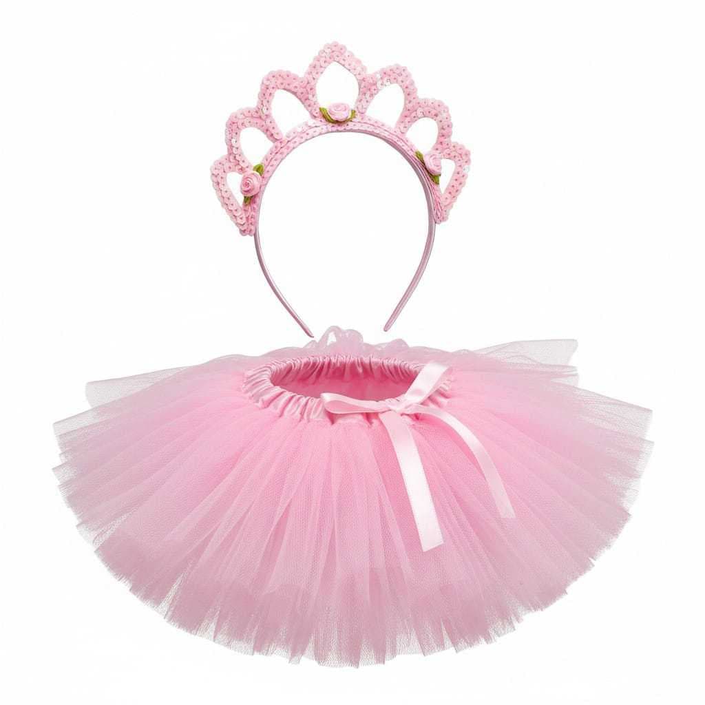 Fantasia Princesa Infantil SAIA DE TUTU  + ACESSÓRIO DE CABELO Festa Aniversário Menina