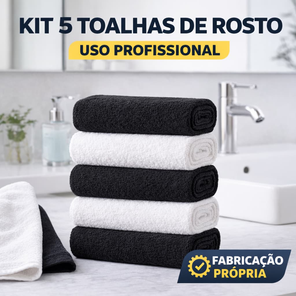 Kit 5 Toalhas Profissionais para Manicure Pedicure 45x70cm Salão Beleza