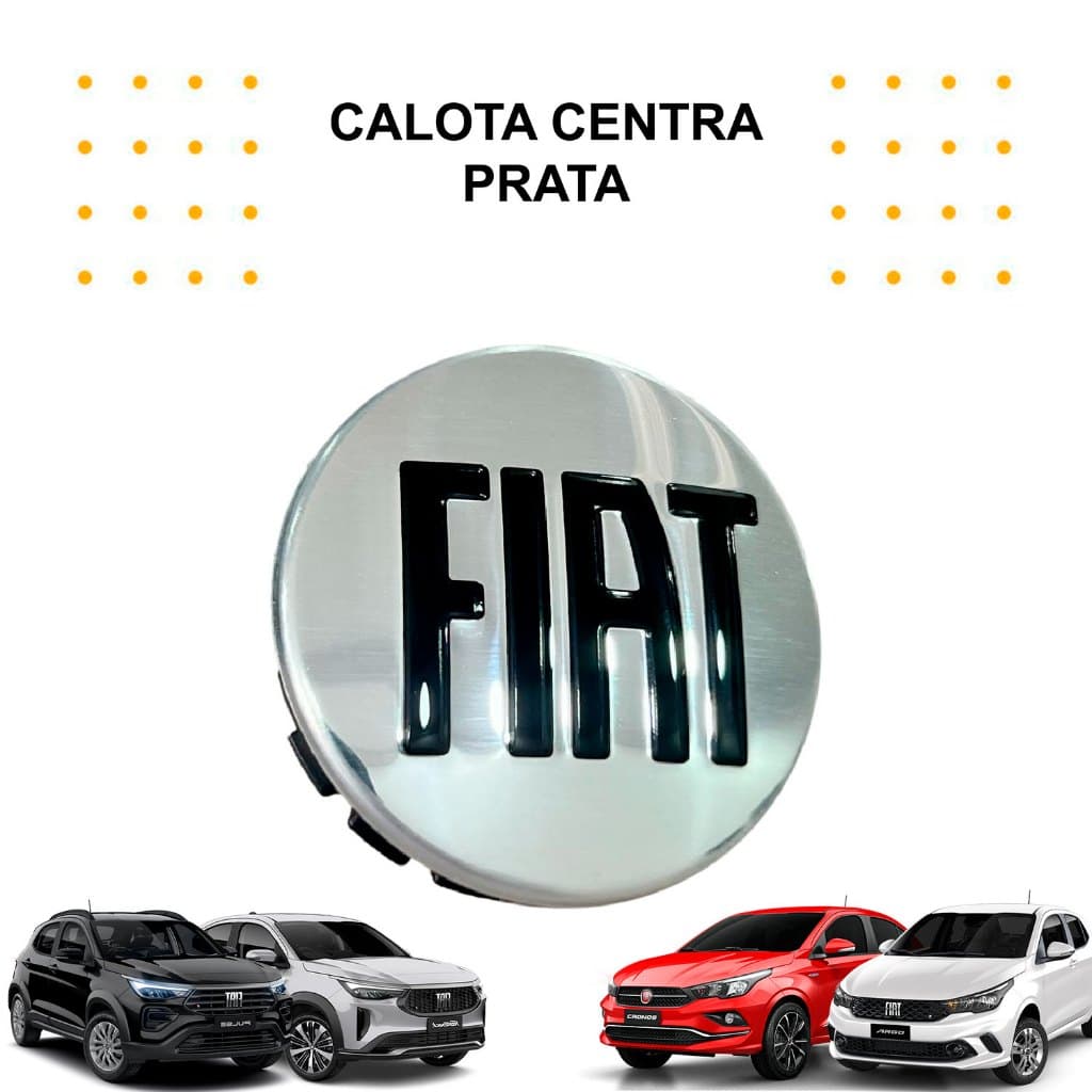 Calota Central Roda Fiat Argo Cronos Pulse Fastback Original 105267596 Preta e Prata