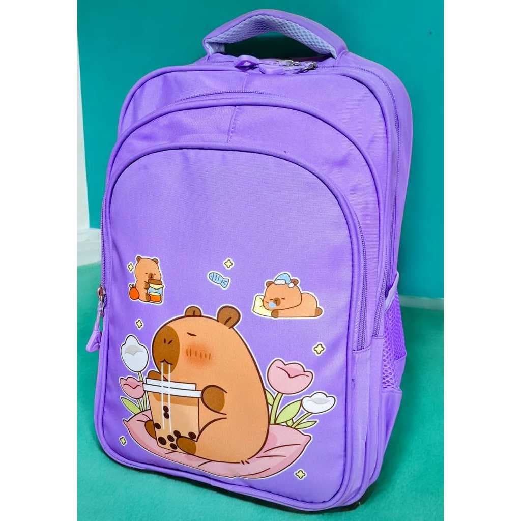 mochila escolar feminina capivara impermeavel