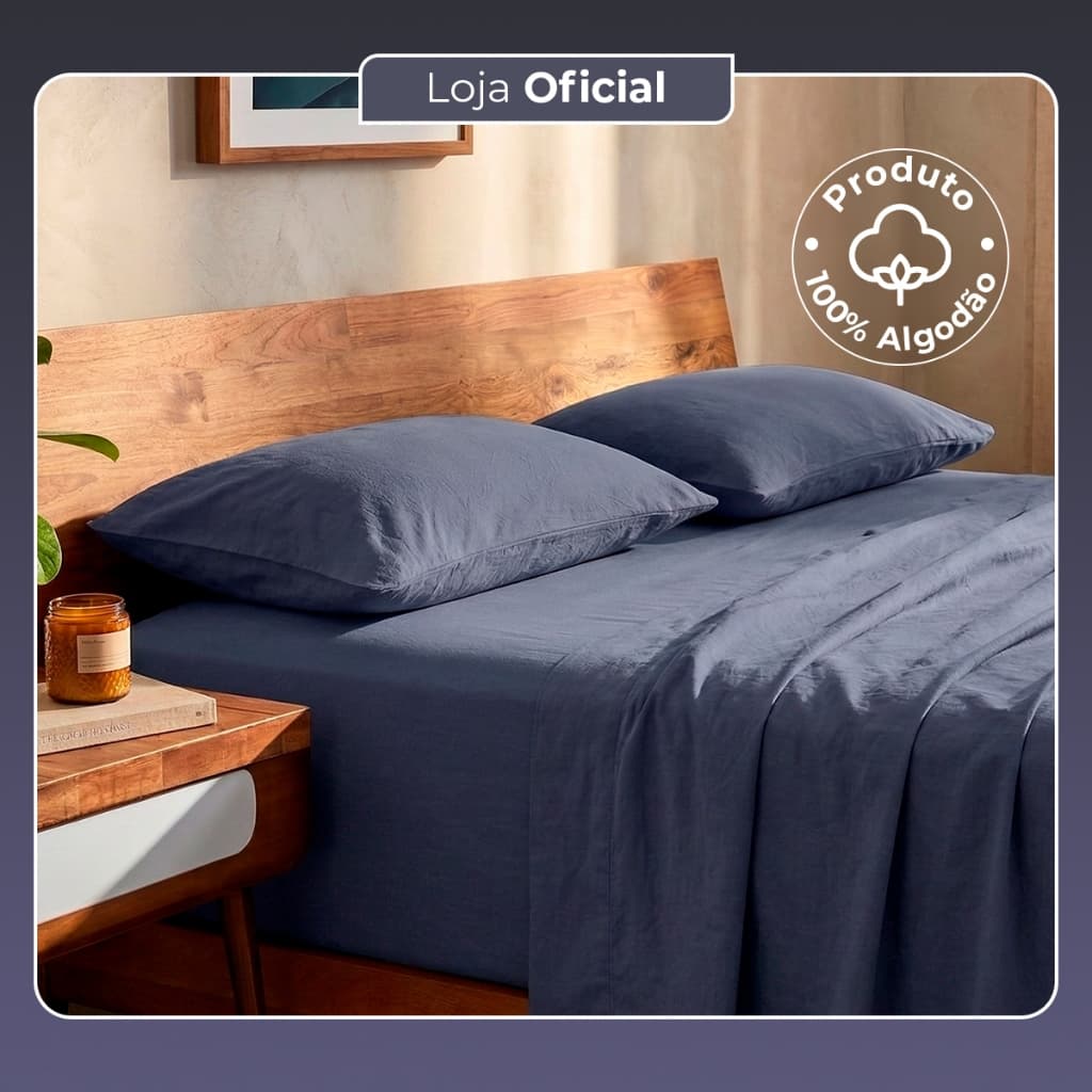 Jogo de Cama Confort Plus 100% Algodão Solteiro Casal Queen King Decolab Lençol Completo