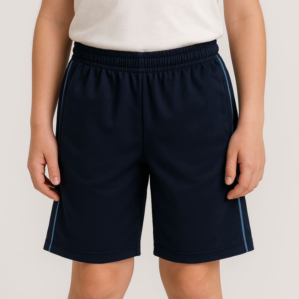 Bermuda Escolar HELANCA 100% Poliester Azul Marinho - Unissex | TAM 2 ao EG - Modelagem Grande