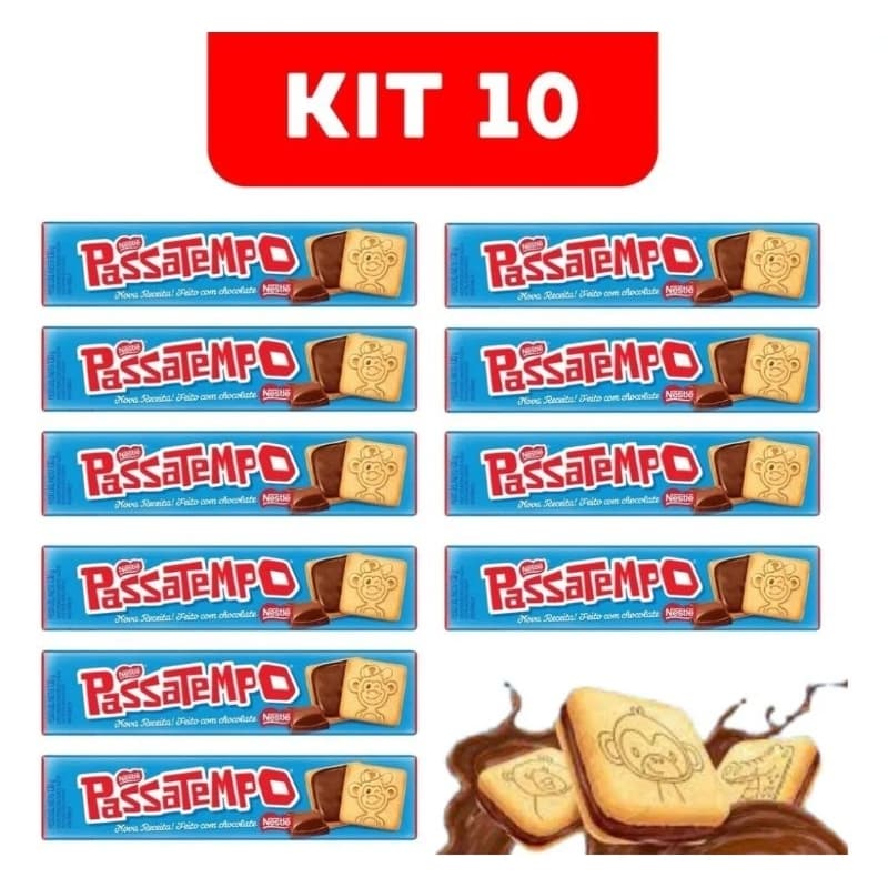 Biscoito Passatempo 10 unidades Bolacha recheada cálcio