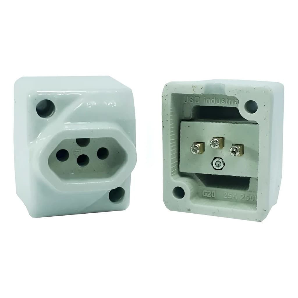 Tomada De Porcelana Sobrepor 25a Alta Temperatura G20 2p+t