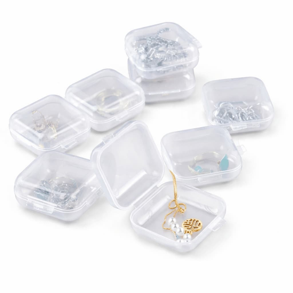 Kit Mini Caixas Organizadoras Plástica Transparente 3,5cm – Escolha 10/20/50/100 Multiuso com Tampa