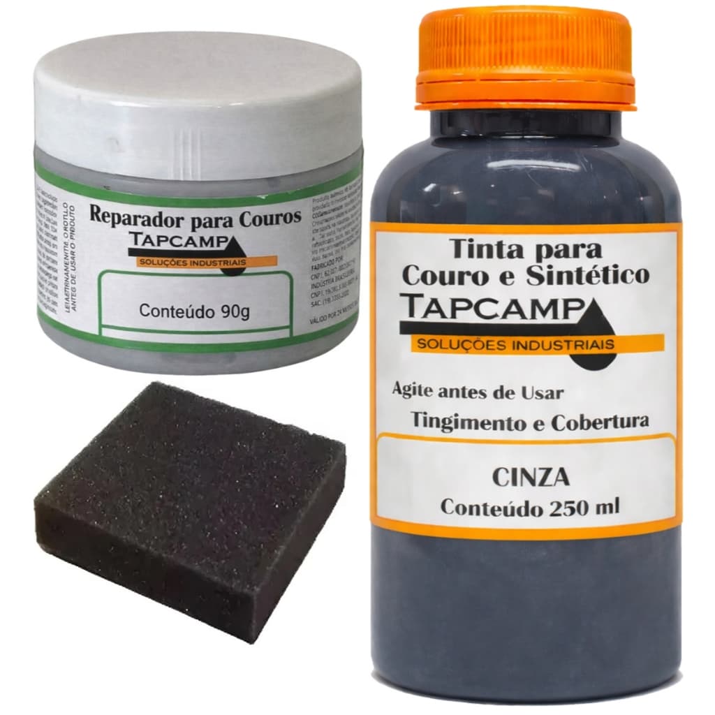 Kit Tinta Cinza semi brilho + Massa Reparadora Bancos Couro Painel Automotivo