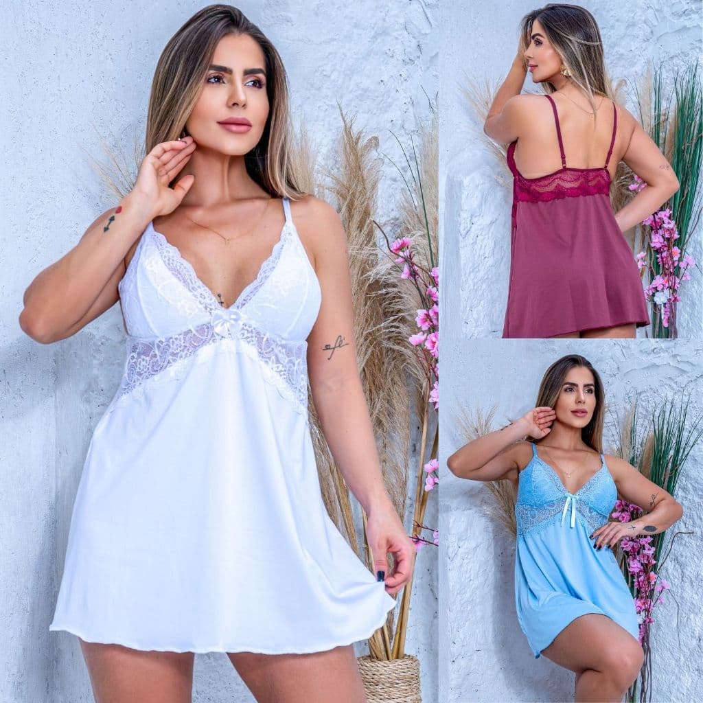Camisola Sensual Feminina Renda Delicada Alcinhas Ajustáveis Sem Bojo Microfibra Confortável Oferta