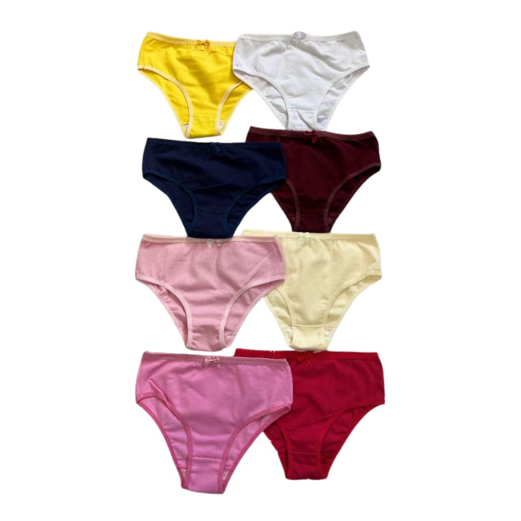 Kit 8 Calcinhas Algodao Infantil Coloridas Cotton Meninas Diversas Cores Confortavel