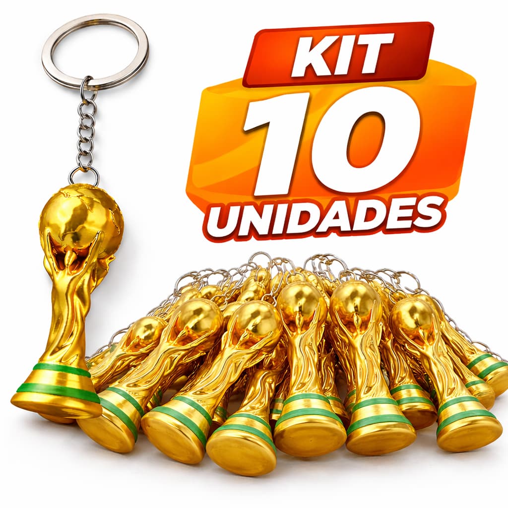 Kit 10 Taças Chaveiro Copa  do Mundo 2026 Troféu Taça Brasil  Presente Copa FIFA Brasil 2026 Premium