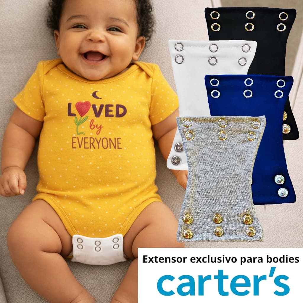 Extensor de Body Bebê 100% Algodão - Botão Duplo (2 Tamanhos) - Encaixe Perfeito Carter's e Outros