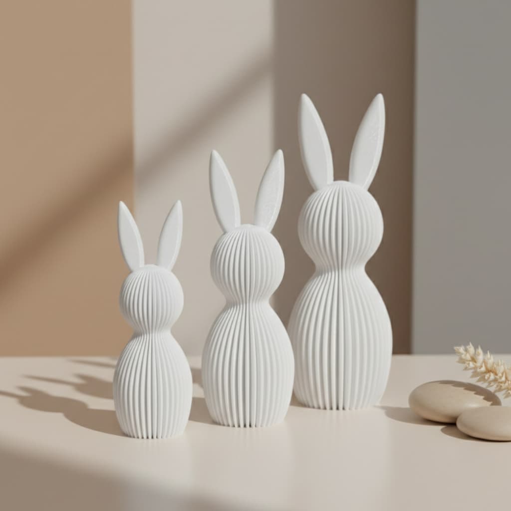 Kit 3 Enfeites de Páscoa Coelhos 3D para Mesa e Aparador | Decoração Moderna Clean Minimalista,  Ideal para Casa, Sala..