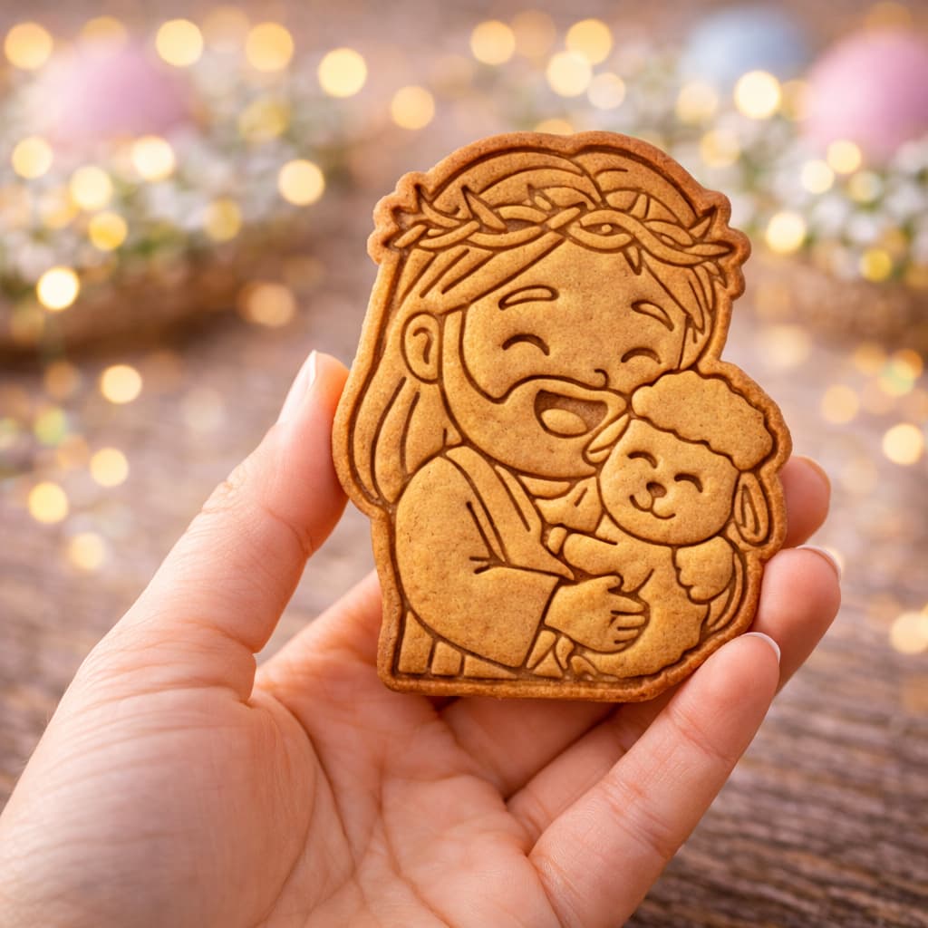 Cortador de Biscoito Jesus Cordeiro Molde para Bolacha e Pasta Americana Carimbo Biscuit Confeitaria