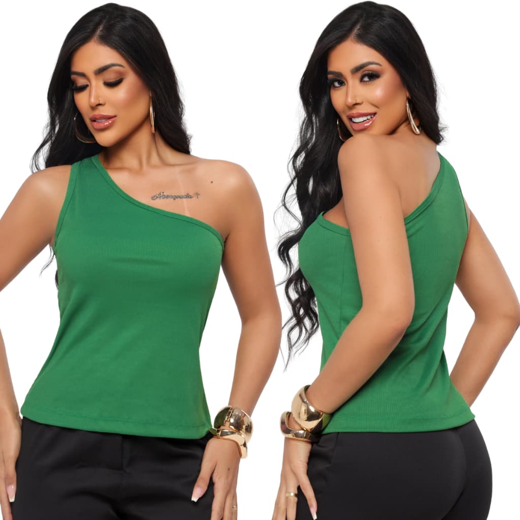 Blusa Feminina Um Ombro Só Mula Manca Tecido Ribana Canelada Elegante Ajuste Perfeito Do 36 Ao 52