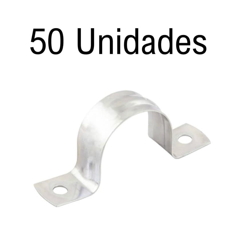 Kit 50 Abraçadeira tipo U 1/2 3/4 1 1.1/2 p/ Canos Tubos Tubulação Encanação Eletroduto Construção Civil Aço Galvanizado
