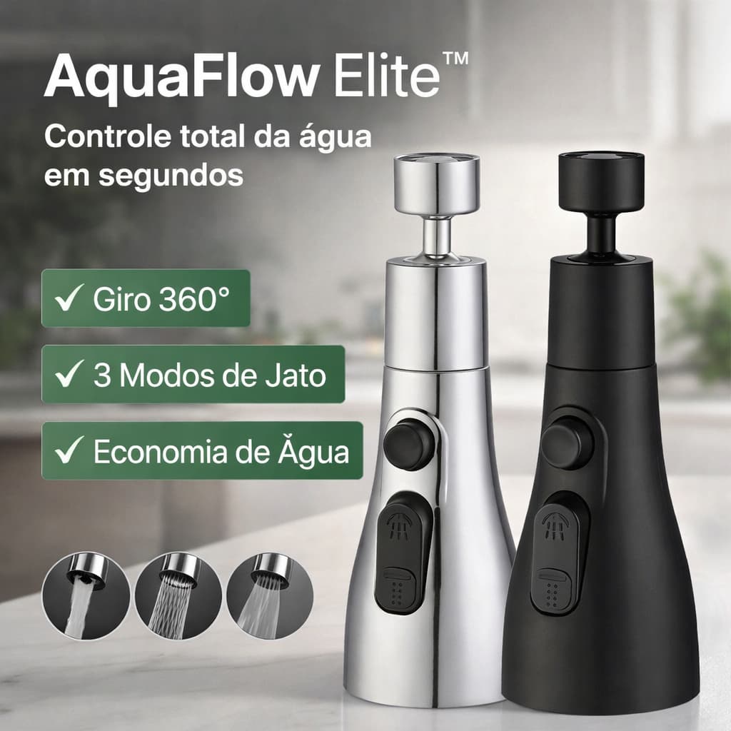 Extensor de Torneira 360° com 3 Modos de Água – Economia e Controle Total Instalação Rápida