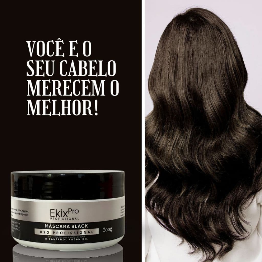 Máscara Profissional Tonalizante Matizadora Black Preto Brilhoso Hidratação Profunda Brilho Intenso Proteção da Cor