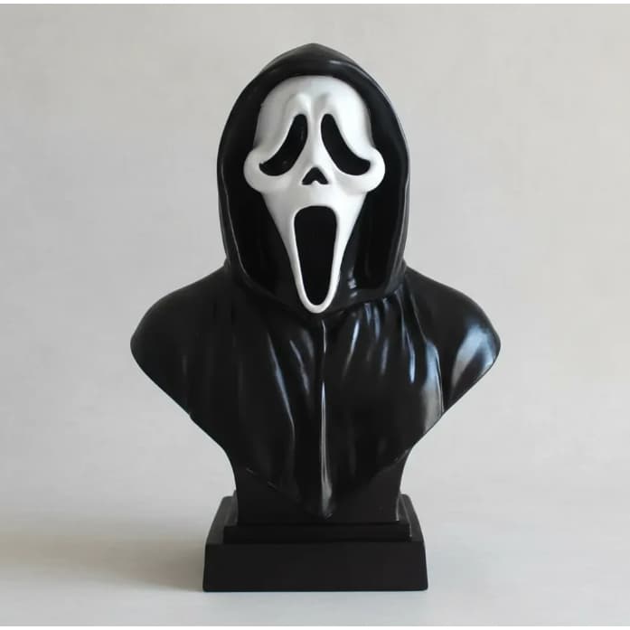 Busto Ghostface 15cm | Escultura Decorativa de Terror Geek | Colecionável do Filme Pânico