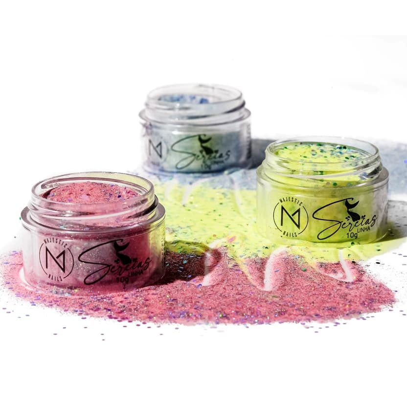 Pó Acrílico SEREIAS (14 cores Glitter) 10g Alongamento Majestic Nails