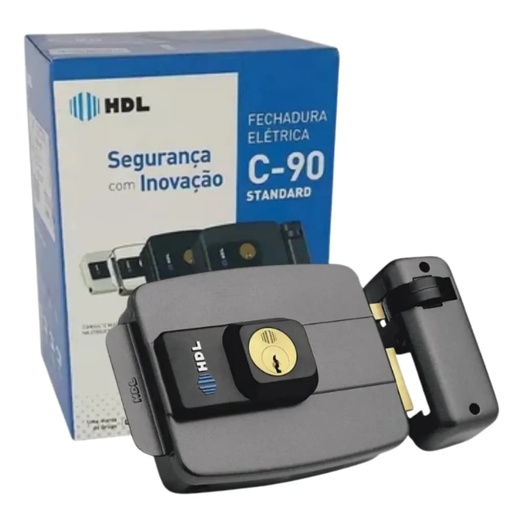Fechadura Elétrica Hdl C90 Dupla Abre para Fora Anticorrosão Original Cinza