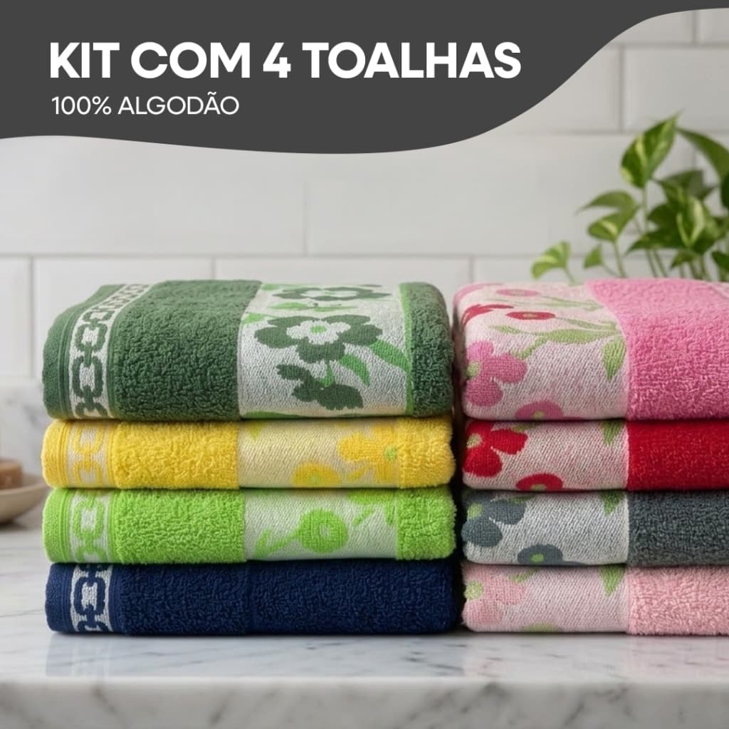 Kit 4 Toalhas De Banho Gigante 75x150 cm 100% Algodão Linha Premium Luxo Toalha Gigante Alta Absorção Felpudas Macias