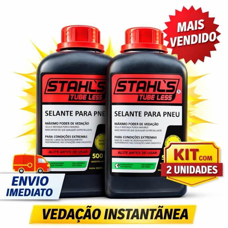 Kit 2 Selante Tubeless Bike Sem Amônia Stahls 500ml Anti Furo MTB Anti Furo