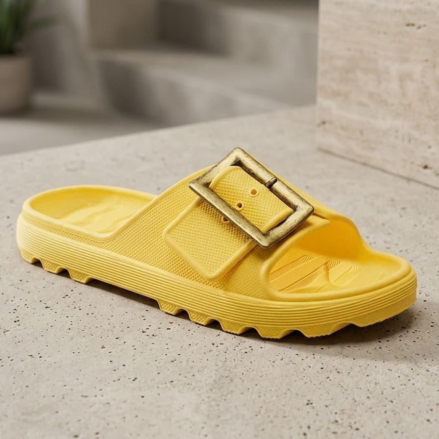 Chinelo feminino confortavel estilo nuvem macio e leve fivela dourada Antiderrapante